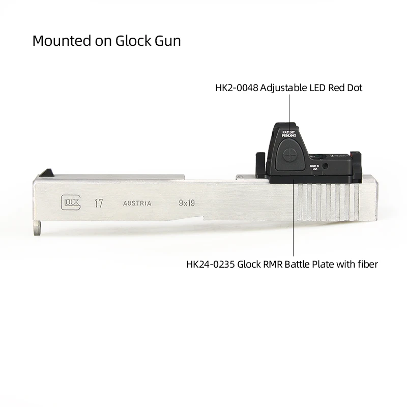 

PPT Universal Mount RMR Battle Plate with fiber Red Dot Optic Plate Base Mount Mounting Platform for RMR and Glock HK24-0235