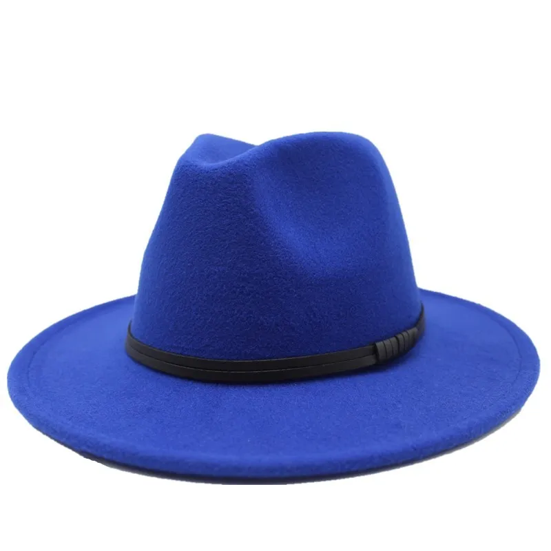 Winte шерсть фетр Джаз Fedoras шапки со шнурками Пряжка декор для женщин унисекс Панама с широкими полями Трилби ковбойская Кепка Панама