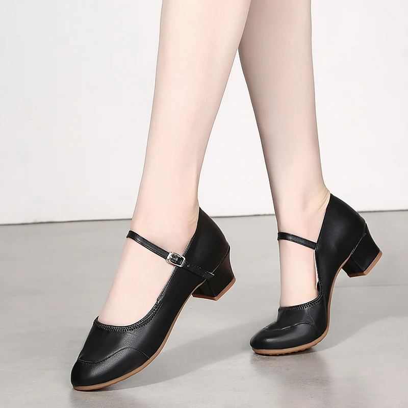 Women Tango Modern Dance Shoes Girls Salsa Latin Ballroom Dance Shoes Ladies Low Heel Soft Dancing Shoes Comfortable Red Black