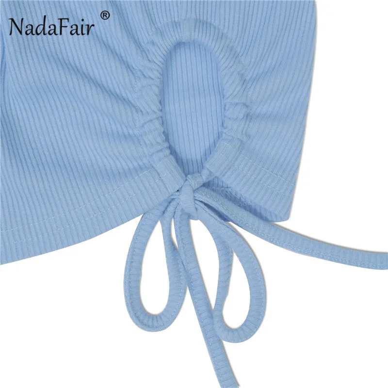 Женский укороченный топ Nadafair однотонная Базовая футболка с длинными рукавами и