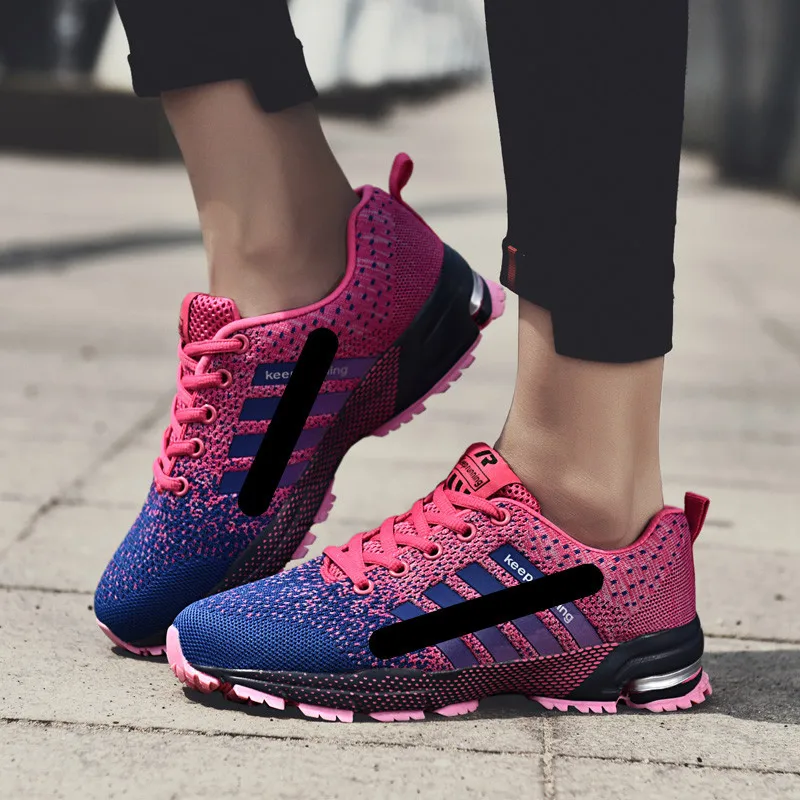 pink Purple Дышащие мужские кроссовки унисекс для влюбленных; Повседневная обувь; уличный тренировочный светильник; спортивная обувь; большие размеры 36-48 - Цвет: pink Purple