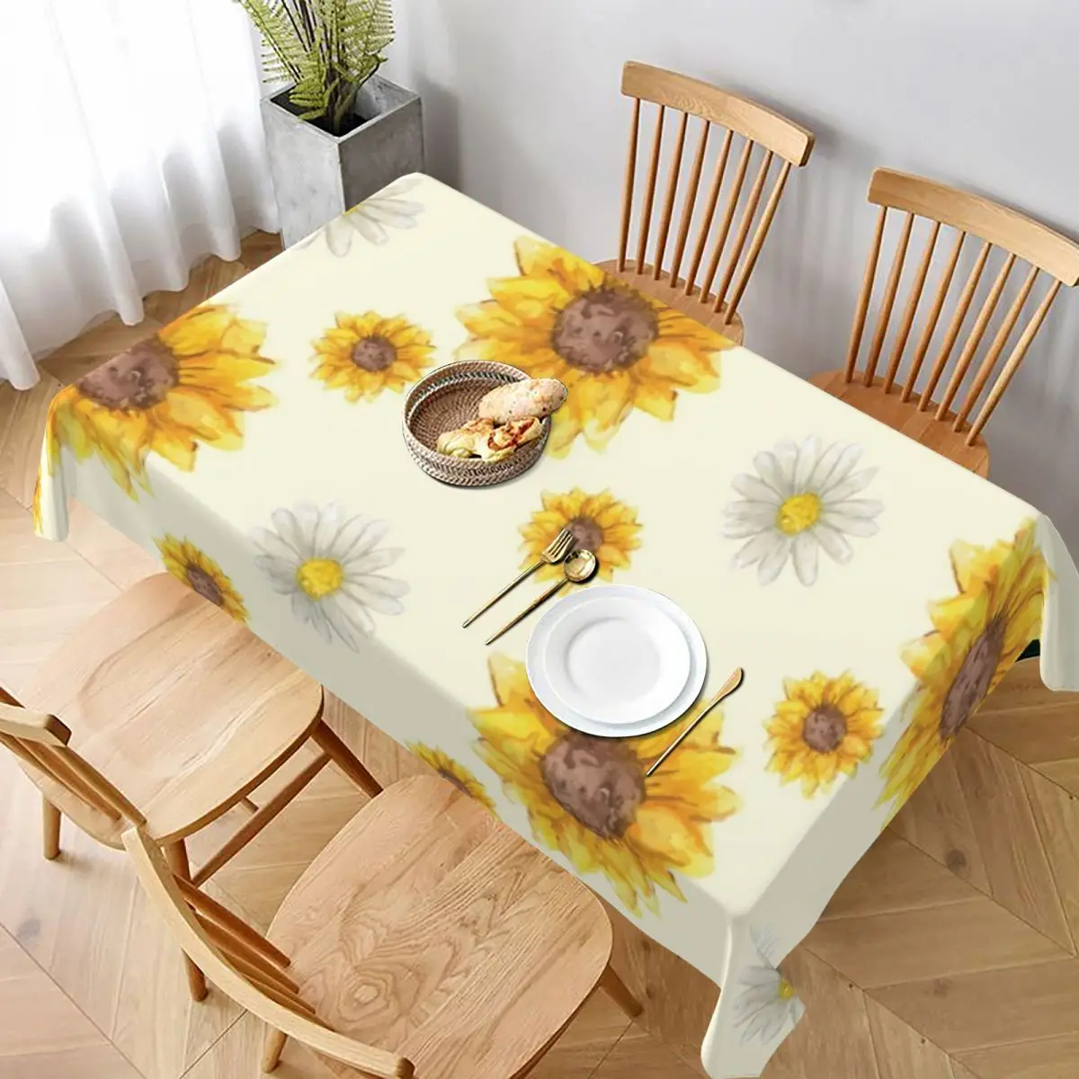 

Скатерть с рисунком подсолнуха, оптовая продажа ретро стол накрыть Свадебный с принтом протектор полиэстер Скатерти