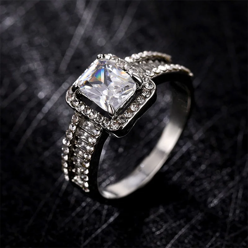 Модные серебряные кольца FNIO для женщин роскошные дизайнерские квадратные