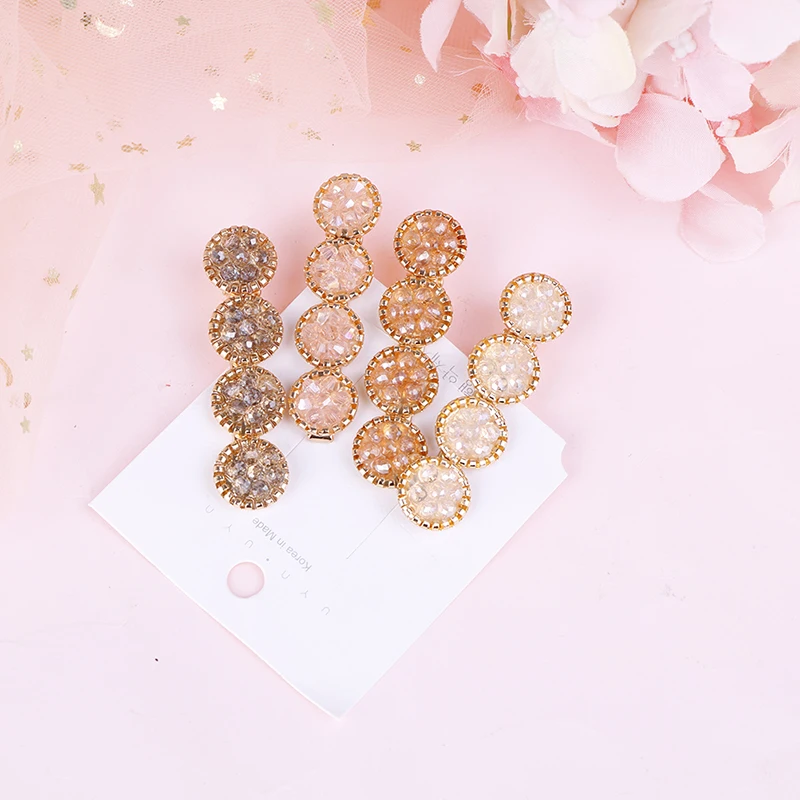 Корейский Кристалл Стразы заколки для волос женские Геометрическая круглая