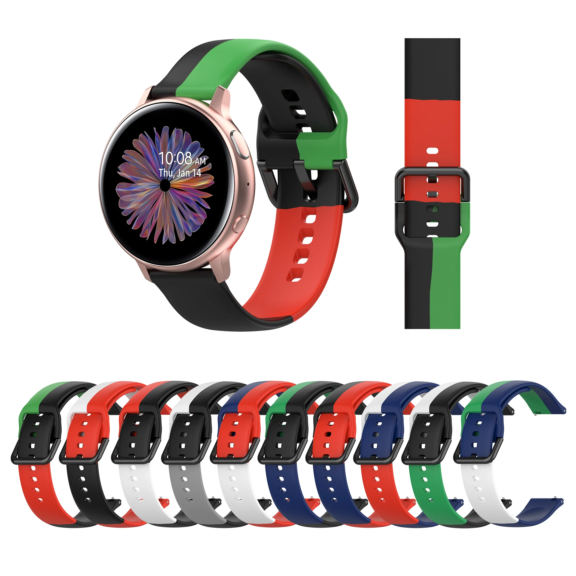 Ремешок силиконовый для Samsung Galaxy watch 3 41 мм браслет Garmin Amazfit 2 40 44 20