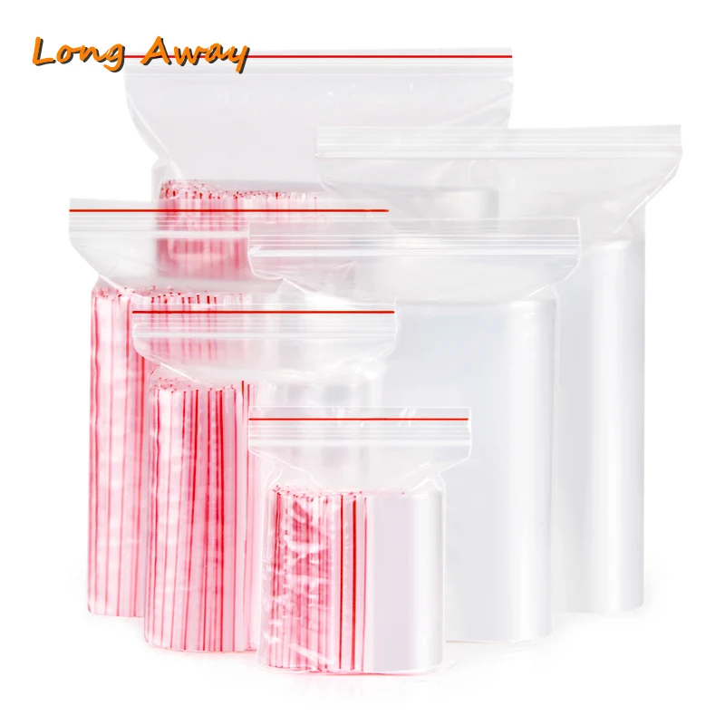 

100pcs/pack Jewelry food storage Ziplock Zip Zipped Lock Reclosable Plastic Poly Clear Bags Thickness 0.05mm