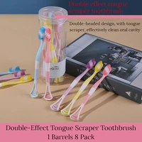 double effect tongue scraping soft toothbrush adult soft toothbrush 8pcs tubetoothbrush tongue scraper clean tongue and teeth