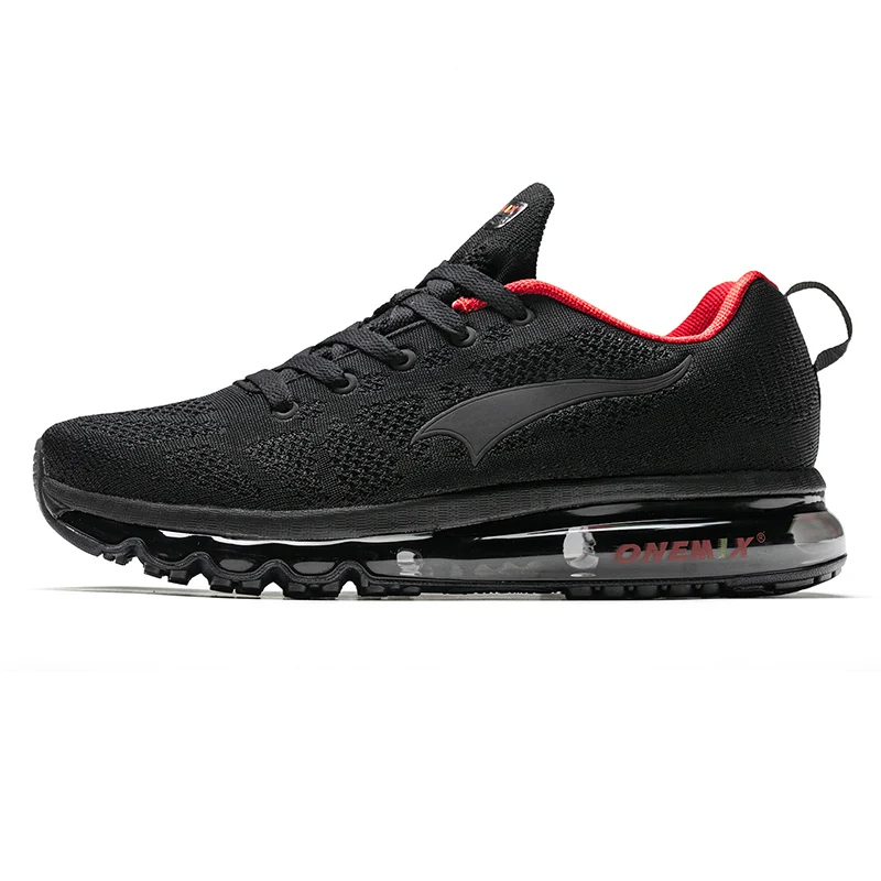 Black Red-1118B ONEMIX, мужские кроссовки для женщин, красивые, Zapatillas, спортивные кроссовки, черные, спортивные, с воздушной подушкой, уличные, для бега, ходьбы, кроссовки - Цвет: Black Red-1118B