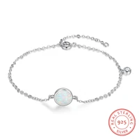 fashion 925 sterling silver chain bracelets for women round white opal stone bracelet charm anniversary gifts fine jewelry