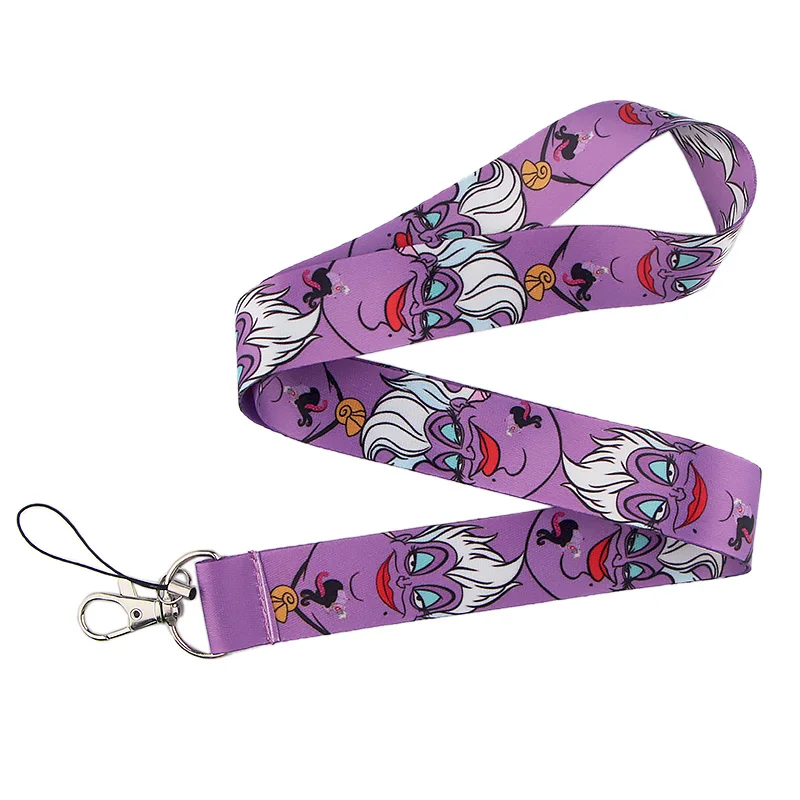 lb1532 disney ursula lanyard for key neck strap mobile phone decoration keyring key chain jewelry gifts for friends accessories free global shipping