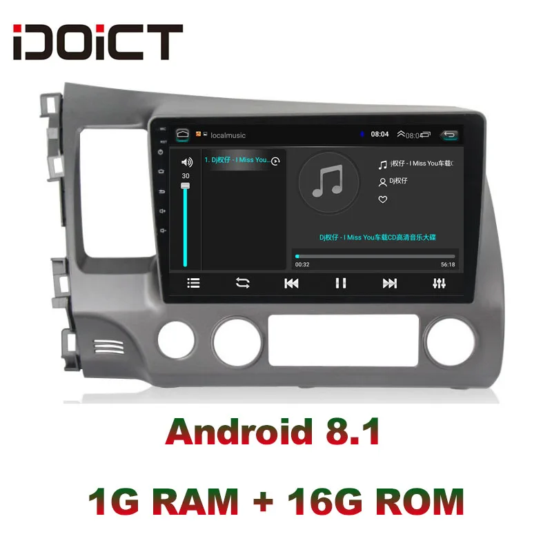 IDOICT Android 8 1 автомобильный DVD плеер GPS навигация Мультимедиа для Honda Civic радио 2008-2011