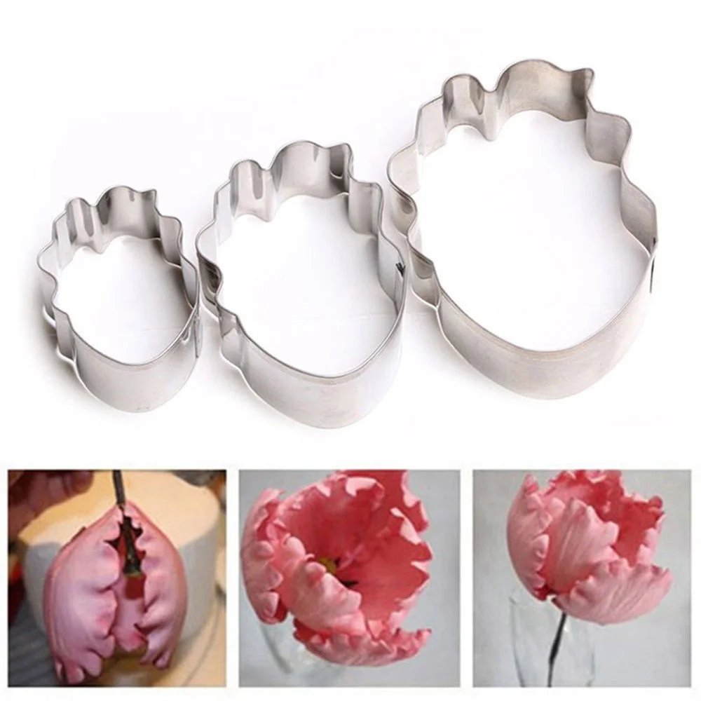 

3pcs/set Parrot Tulip Petal Flower Cookie Cutter Cake Decorating Tools Fondant Sugarcraft Candy Cupcake Biscuit Molds