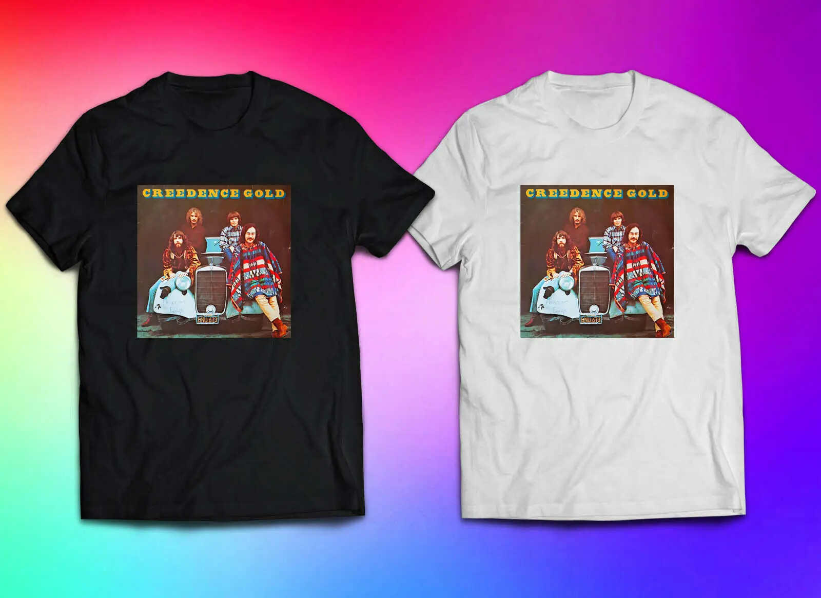 Криденсом Клируотер золото Футболка с изображением обложки альбома BW Размеры