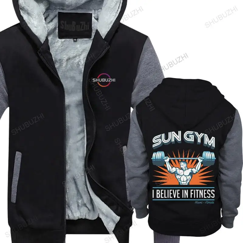 

men's shubuzhi thick hoodies winter jacket zipper SUN GYM I BELIEVE IN FITNESS unisex fashion fleece outwear hoody bigger size