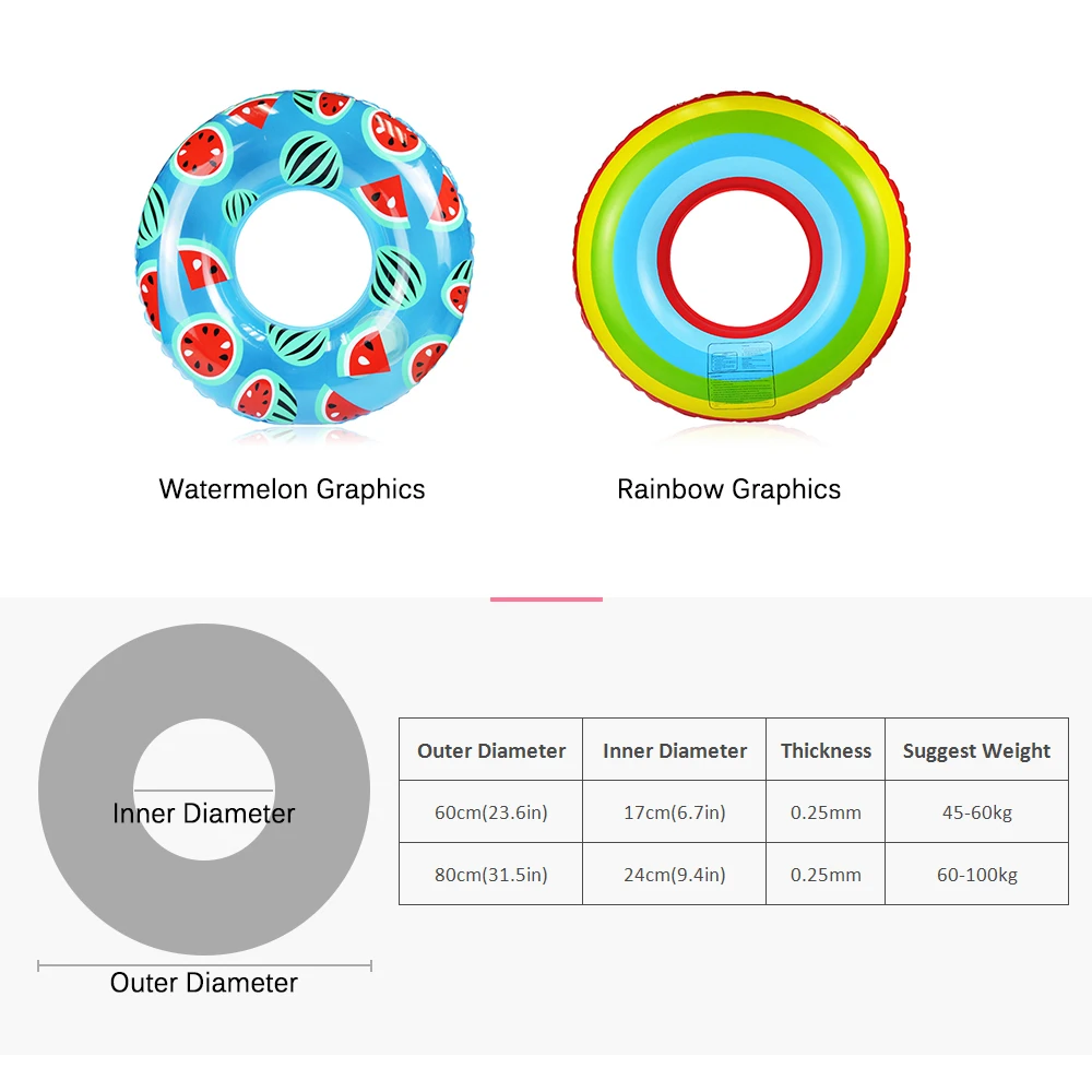 

Inflatable Swim Ring with Pressing Inflation Summer Pool Swimming Float Swim Tube Beach Toy for Kids Adults