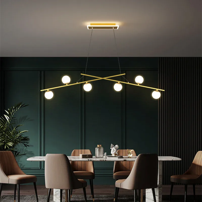 구매 다이닝 룸 LED 샹들리에 현대 크리 에이 티브 커피 숍 주방 섬 바 교수형 빛 북유럽 DIY Dimmable 골든 펜던트 라이트