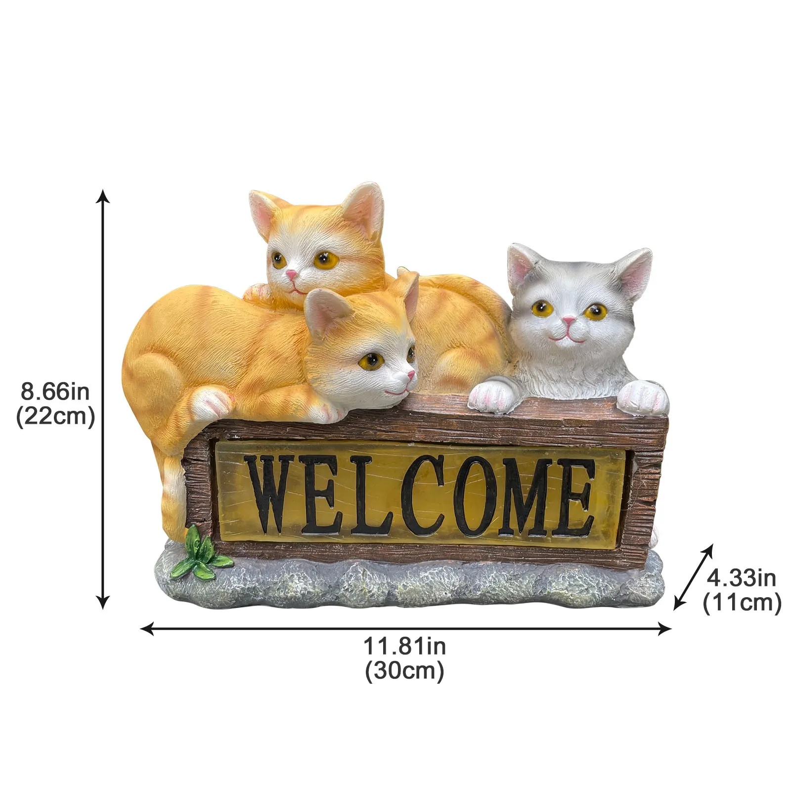 

40# Welcome Personalized Garden Statue Cute Cat Solar Balcony Decoration Vintage Garden Decoration Outdoor Gardening Sculptures