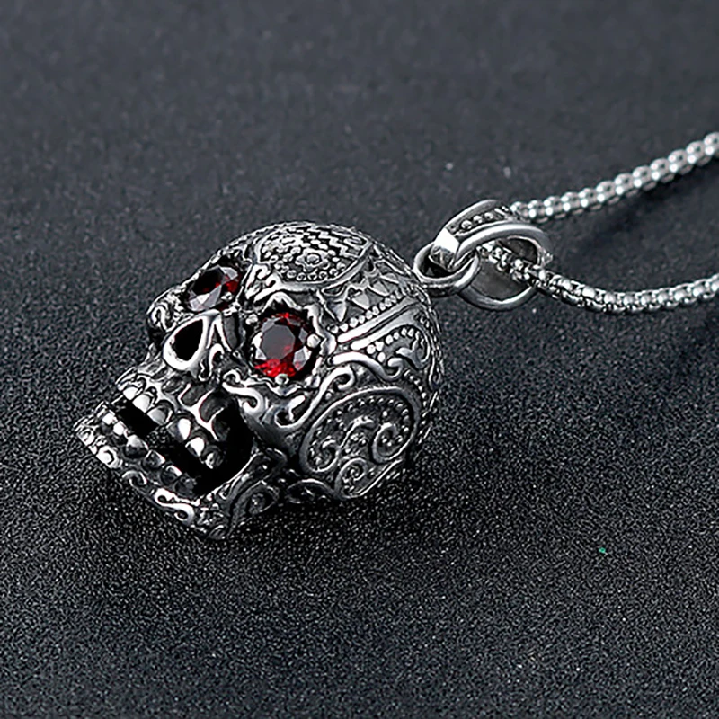 Olowu готическое ожерелье из нержавеющей стали с черепом для мужчин Байкер Титан