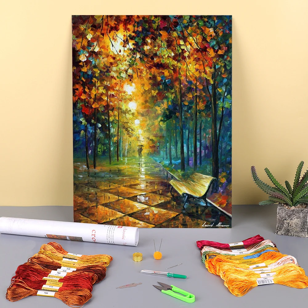 

Beautiful Misty Park Printed 11CT Cross-Stitch Embroidery Complete Kit DMC Threads work Handicraft Craft Hobby Jewelry Sales