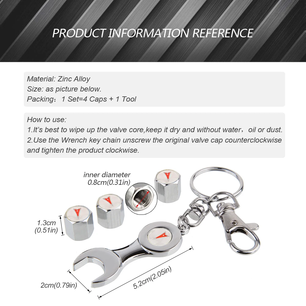

For Pontiac Logo GTO firebird solstice sunfire grand am prix vibe solstic Car Tyre Valve Cap Trunk Wheel Cover With KeyChain