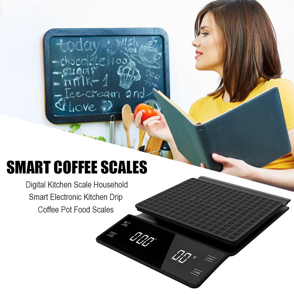

Smart Coffee Scales with Timer 3KG/0.1g Digital Kitchen Scale Household Smart Electronic Kitchen Drip Coffee Pot Food Scales