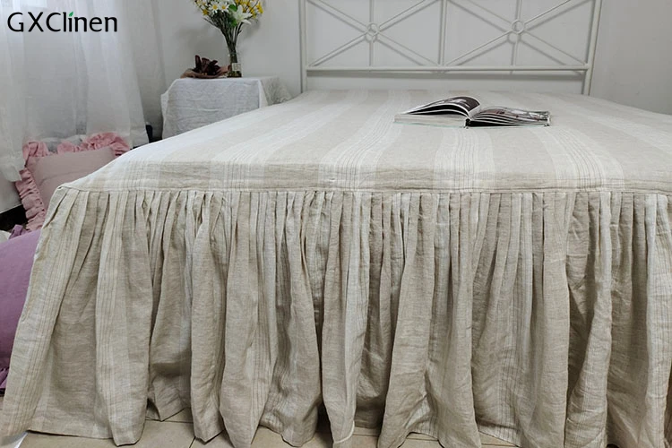 Постельное белье с французскими камнями мягкое покрывало из 100% льна оборками