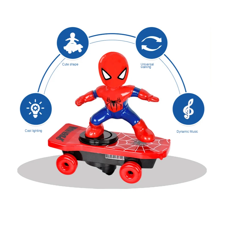 

Disney Spiderman Car Toys Cartoon Model Whirl Anime Figure Action Doll Music LED Light Electronic Tipper Toy Boy Gift for Kids