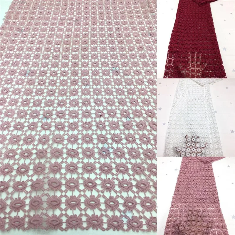 

Madison Fashion Hot Sell White Color Lace Fabric Top Quality Nigerian Cord Milk Silk Lace Fabric With Sequin For Woman