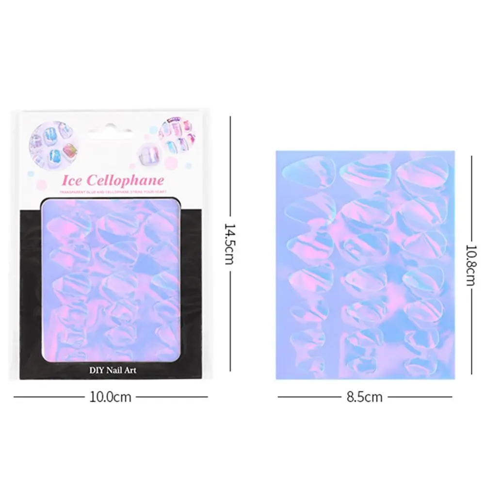 

Aurora Nails Foil Film Sticker Laser Sparkling Cellophane Paper Nail Glass Foils Design Ice Cube Manicure Nail Art Decorations