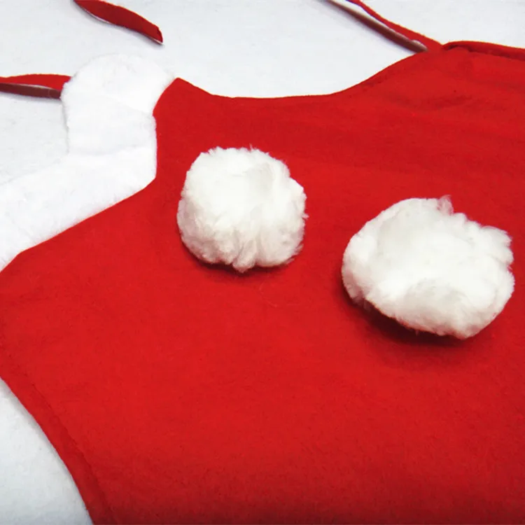 

Christmas Decoration Kitchen White Plush Aprons Dinner Santa Kitchen Apron Home Garden Household Xmas Accessories