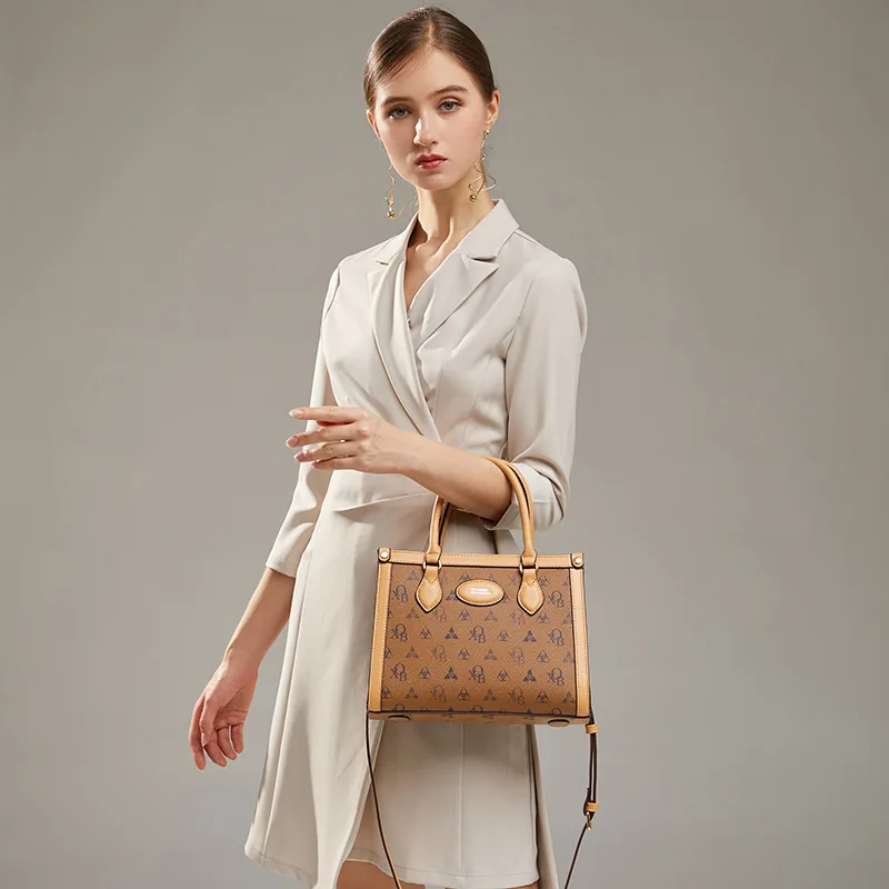 2021 New Fashion 100% Leather Luxury Brand Retro Printing Large-capacity Totes Designer Cross Body Shoulder HandBags for Women