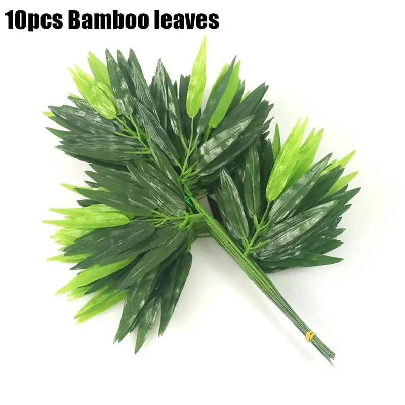 

Имитация бамбуковых листьев, реквизит, товары для домашнего сада, зеленые пластиковые искусственные листья растений