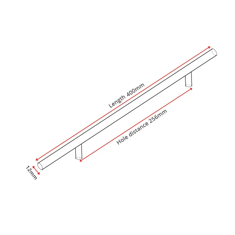 16 inch 256mm "~ 24" ручки из нержавеющей стали диаметр 12 мм дверца кухонного шкафа Т-образная прямая ручка ручки для мебели - Цвет: 16 inch 256mm