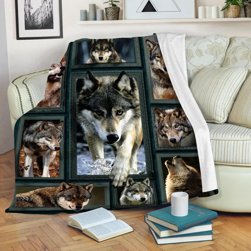 

Wolf Fleece Blanket 3D full printed Wearable Blanket Adults/kids Fleece Blanket Sherpa Blanket Drop Shipping