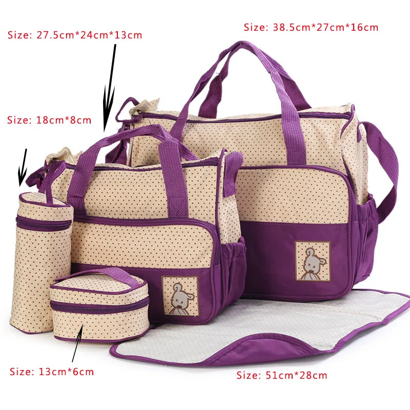 Purple set Сумка для подгузников для мамы на одно плечо, Детская сумка для подгузников, Женская дорожная сумка для ребенка, для кормящих мам, сумка для беременных, luiertas - Цвет: Purple set