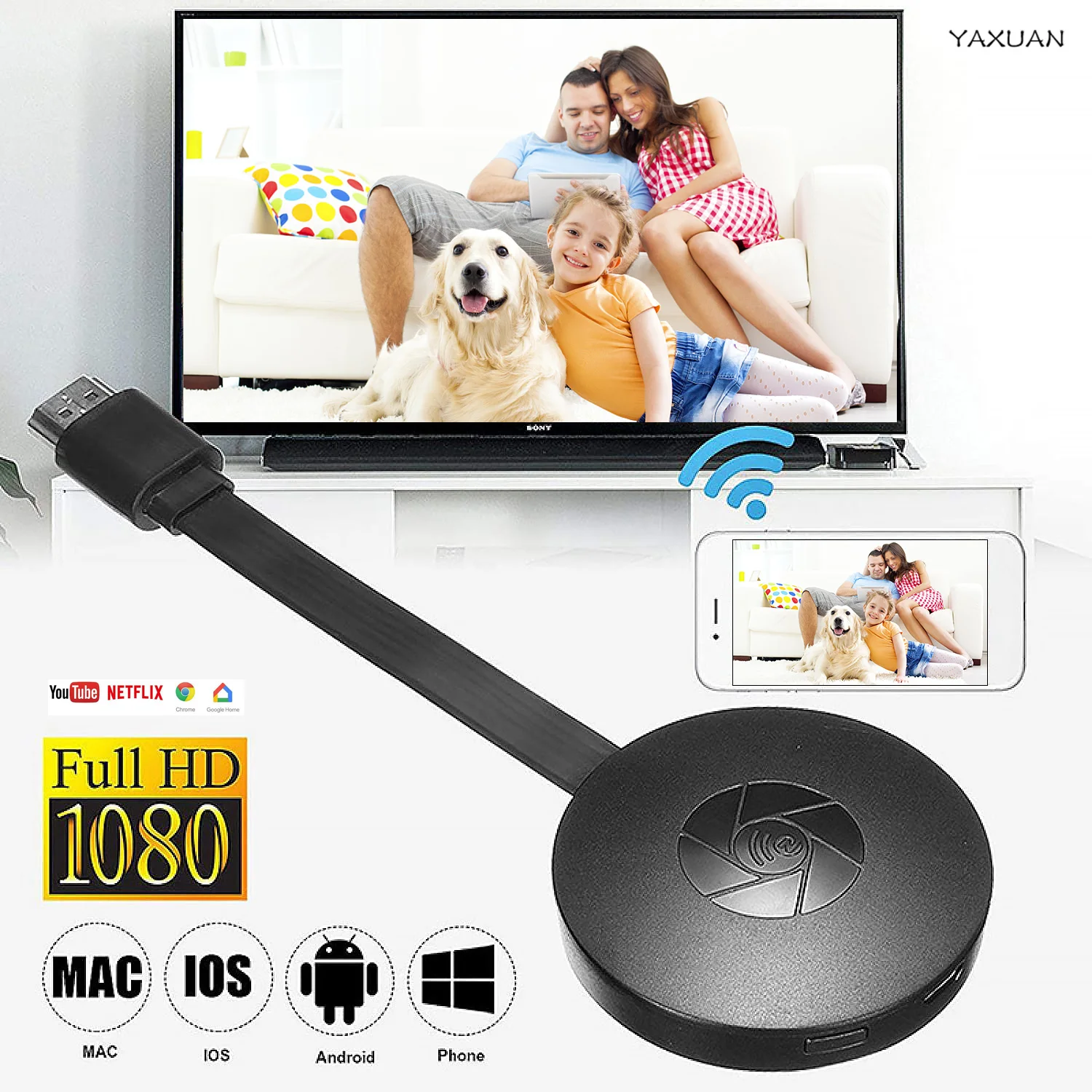 Беспроводной Wi Fi адаптер для дисплея 1080P ТВ видеоадаптер Airplay DLNA экран зеркальное