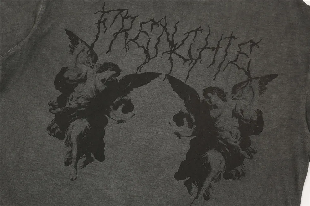 Футболка в стиле хип-хоп для мужчин и женщин свободная летняя хлопковая с принтом