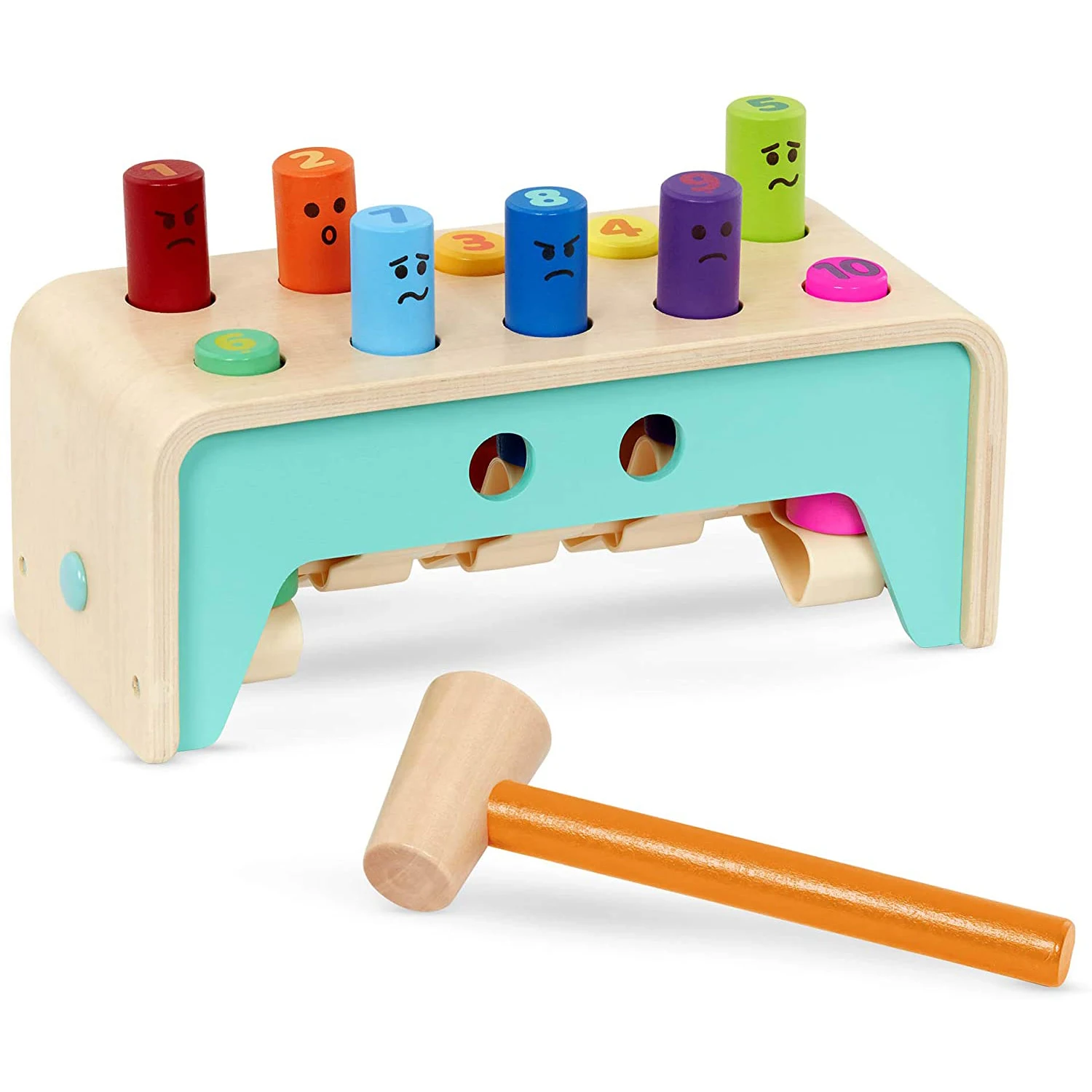 

Деревянный молоток, игрушка для детей, скамейка для малышей с колышками и молотком, красочная развивающая игрушка, скамейка с крючком 1 год +