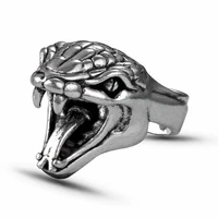 vintage mens silver colour stainless steel ring hip hop punk motorcycle hand ringsnake ring animal jewelry birthday gift