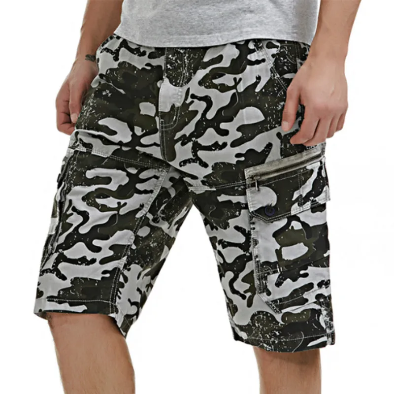 Шорты-карго мужские камуфляжные хлопок модные повседневные короткие штаны с