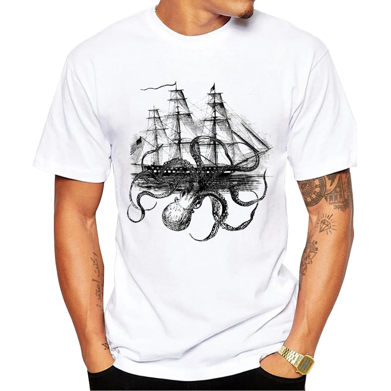 Хипстерские Топы TEEHUB Модные Дизайнерские мужские футболки Octoship Забавные с