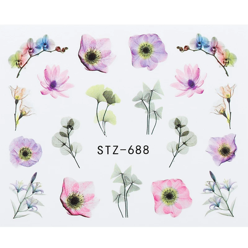 1 шт. водная наклейка для ногтей цветочный дизайн новый слайдер сушеный цветок