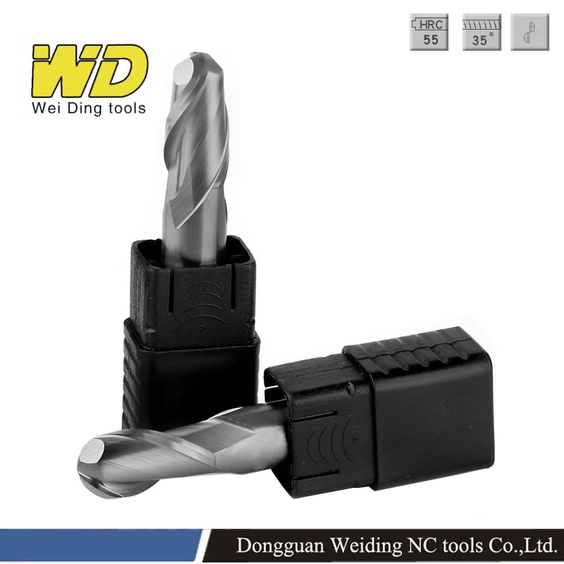R0.5 R1 R2 R3 R4 R5 R6 2 Flutes Ball Nose Cutting tools Tungsten carbide End Mill CNC Router Bit HRC55 Milling Tool |