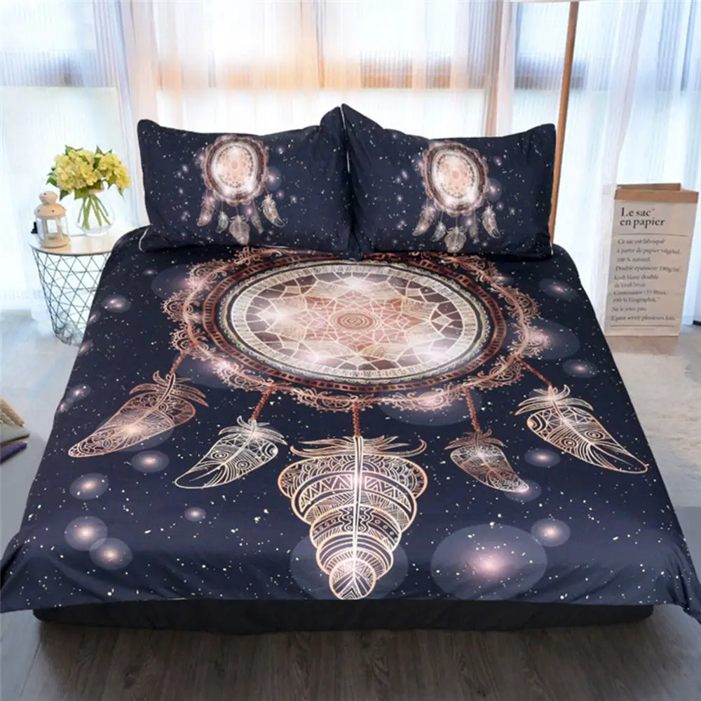 

Thumbedding Bedding Set Queen Indian Elephant Duvet Cover Set King Size Twin Full Single Peach Heart Bed Set with Pillowcase
