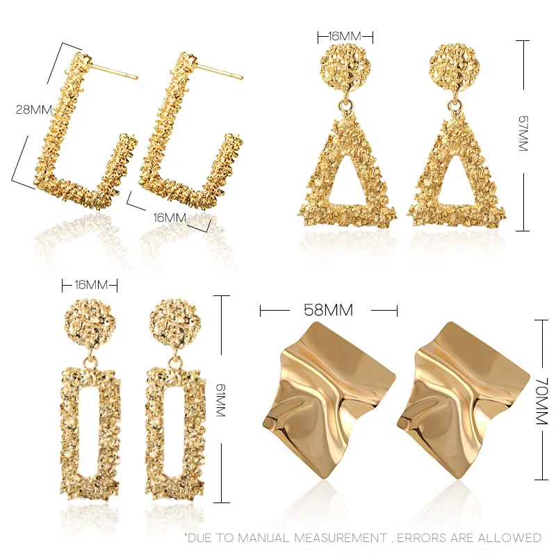 

New Vintage Gold Big Earrings Statement Geometric Drop Earring For Women 2019 Fashion Metal Hanging Dangle Earring Party Jewelry