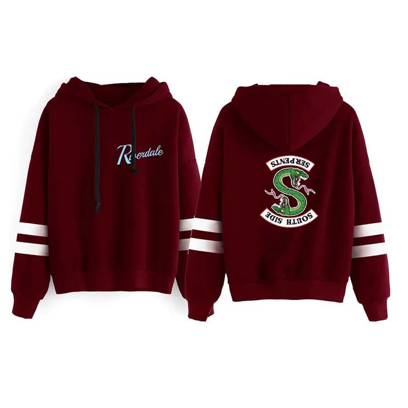 Hoodies 1 Ривердейл толстовки с капюшоном "South Side serpents" Толстовка пуловер в полоску с длинными рукавами Топы с капюшоном в уличном стиле - Цвет: Hoodies 1