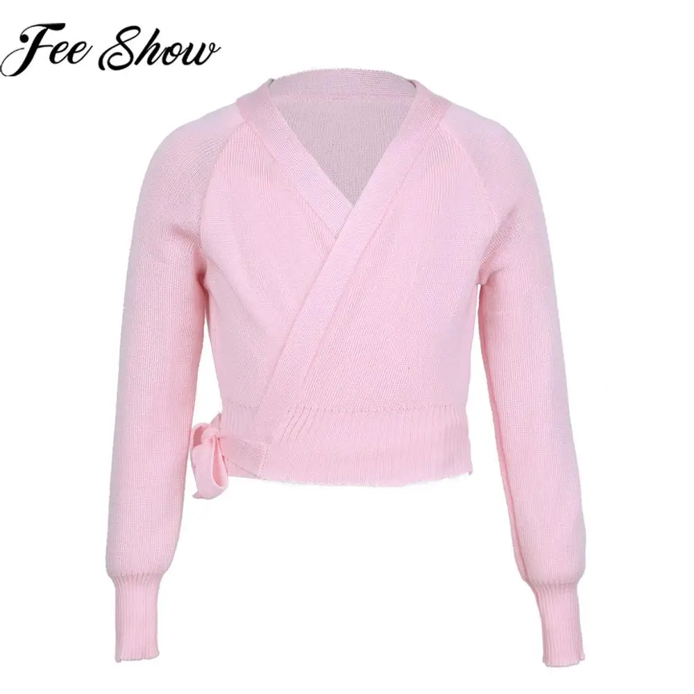 Детский балетный купальник для девочек теплый свитер кардиган с запахом Одежда