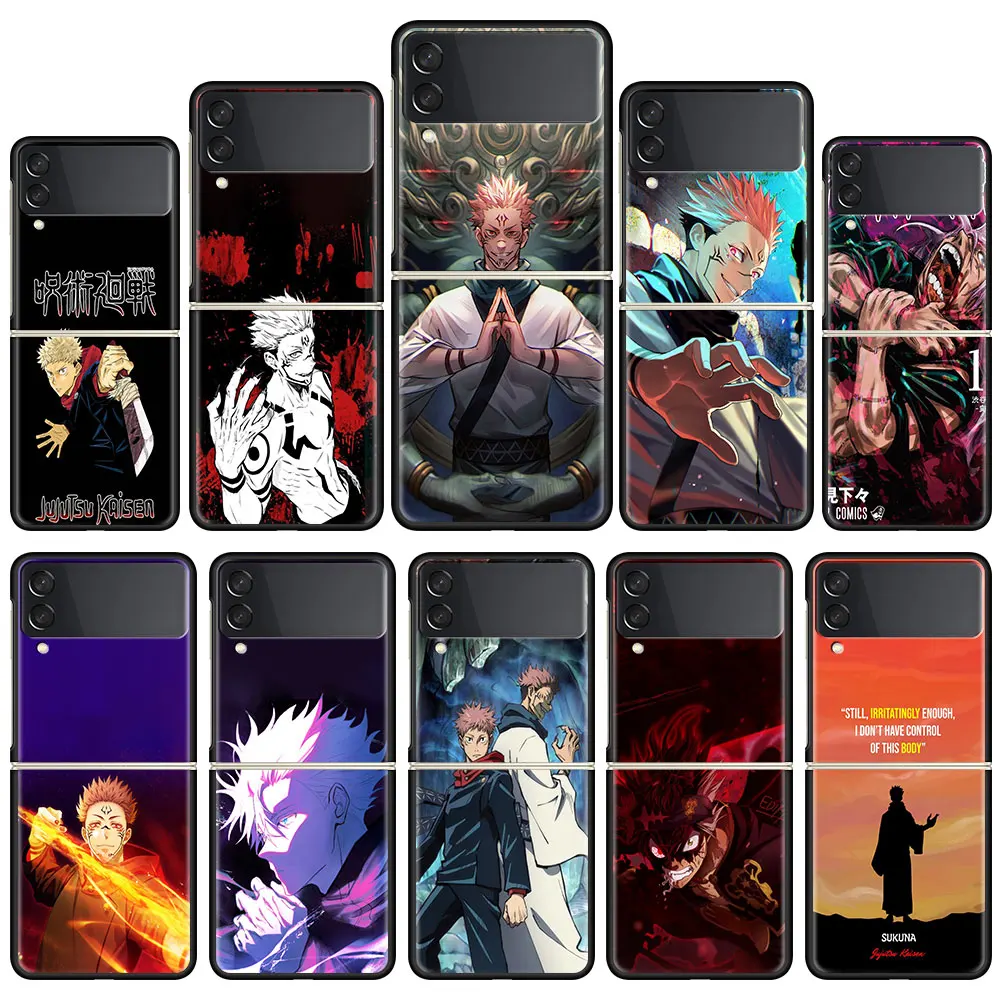 

Jujutsu Kaisen Cartoon Folding Phone Case for Samsung Galaxy Z Flip 6.7" Hard PC Cover Capa for Galaxy Z Flip3 5G Coque Housing
