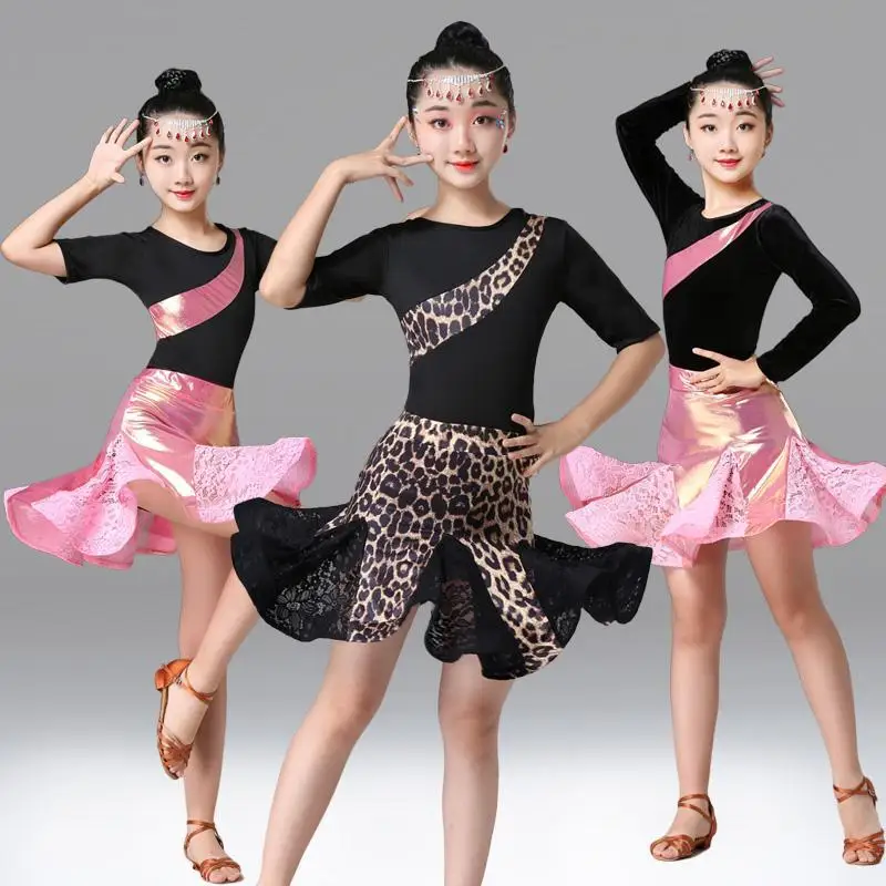 

Modern Latin Dance Dress for Girls Competition Children Ballroom Lace Samba Kids Salsa Skirt Tango Practice Dance Wear Cha Cha