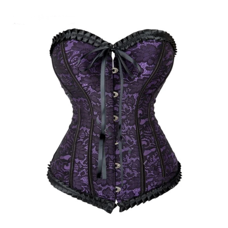 Винтажное женское сексуальное нижнее белье корсет-бюстье из парчовой ткани